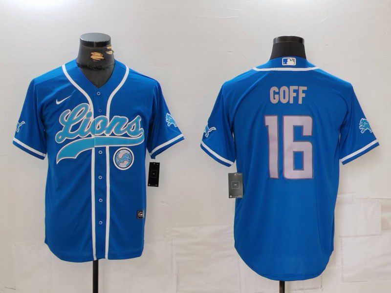 Men Detroit Lions #16 Goff Blue Second generation joint name 2024 Nike Limited NFL Jersey style 4